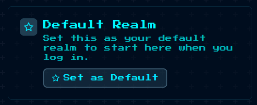 Default realm widget showing realm name, description, and icon