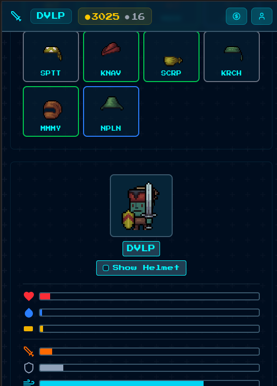 Equipping Items Interface